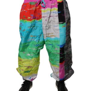 Multicolor Patchwork Mid Waist Sweatpants Pants - Jag Couture London