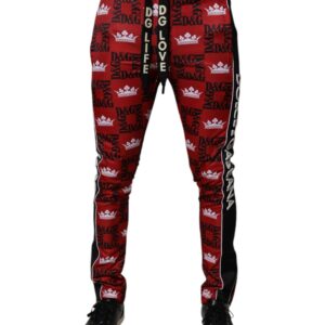 Red Crown Logo Monogram Men Sweatpants Pants