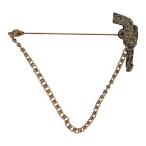 Black Gold Brass Copper Revolver Brooch Lapel Pin