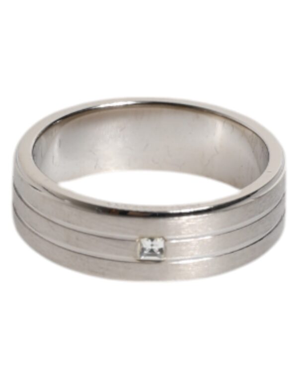 Silver Tone Brass Clear Crystal DG Logo Ring