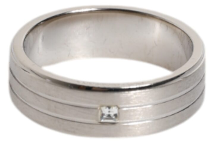 Silver Tone Brass Clear Crystal DG Logo Ring - Jag Couture London