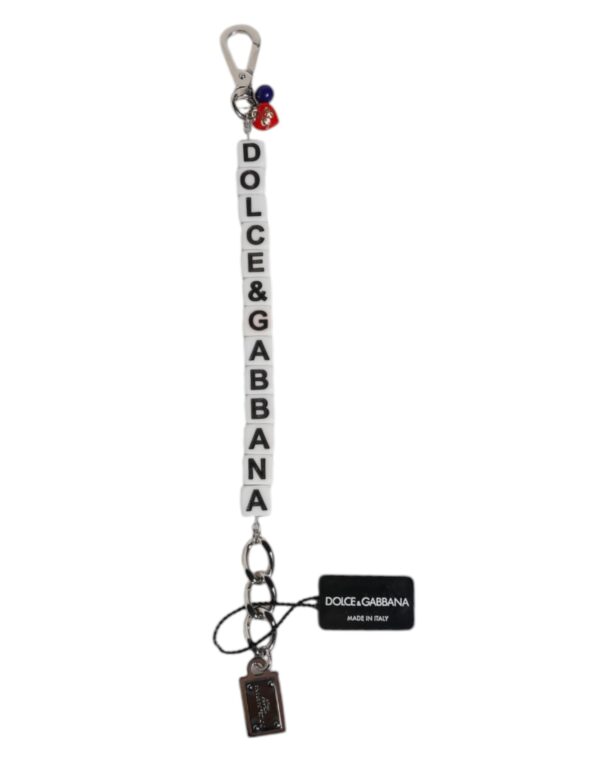 Silver Brass Chain Dice Logo Embellished Charm Bracelet