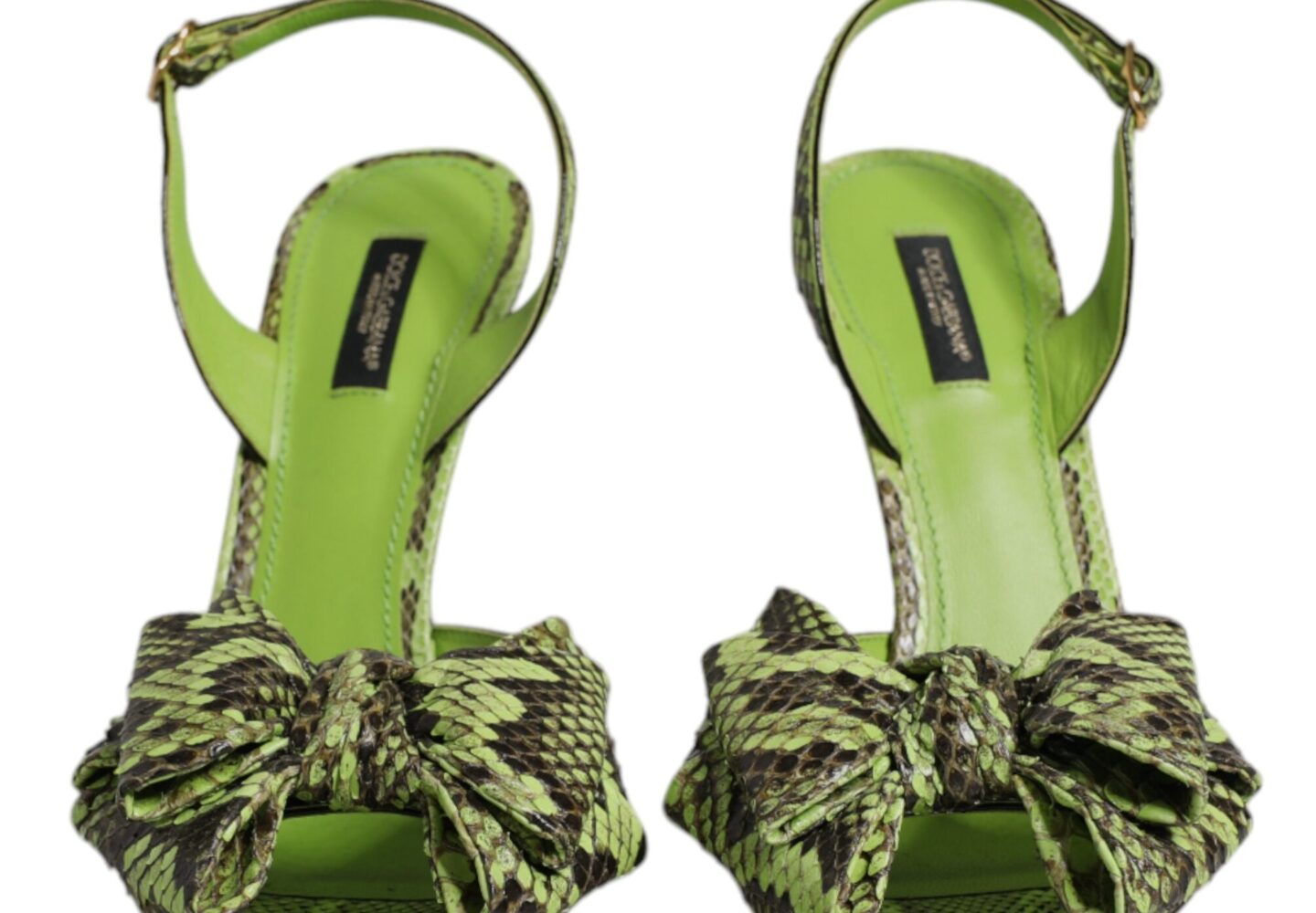 Green Python Leather Heels Sandals Shoes - Jag Couture London