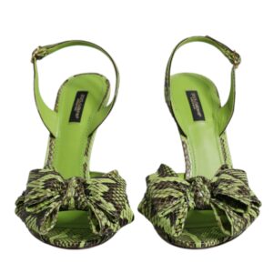 Green Python Leather Heels Sandals Shoes