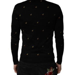 Black Pineapple Crew Neck Pullover Sweater