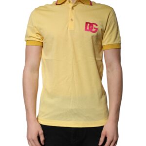 Yellow Cotton Logo Collared Polo T-shirt