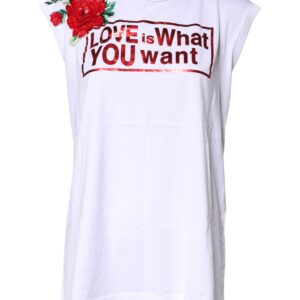 White Floral Graphic Print Sleeveless Tank Top