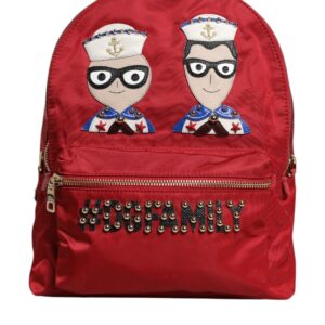 Red #DGFAMILY VULCANO Embellishment Backpack Bag
