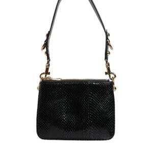 Black Exotic Leather Shoulder Sling Clutch Bag
