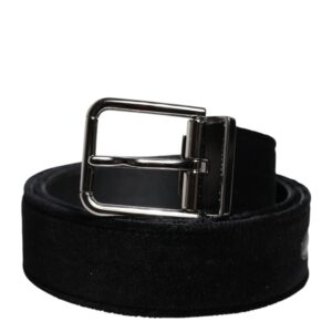 Black Cotton Silver Tone Metal Buckle Belt