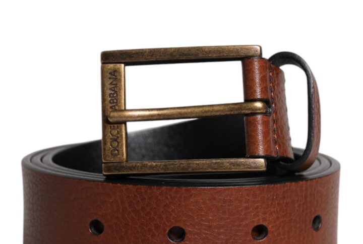 Brown Calf Leather Classic Metal Buckle Belt | Jag Couture London – New York