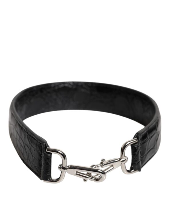 Black Alligator Leather Bag Shoulder Strap