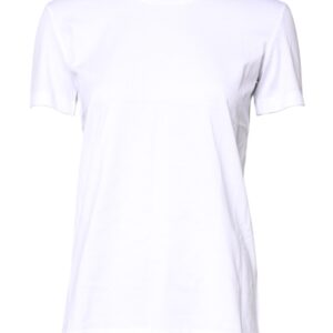 White Cotton Crew Neck Short Sleeves T-shirt