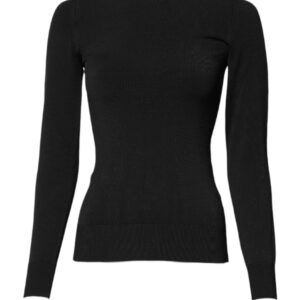 Black Viscose Long Sleeves Pullover Top