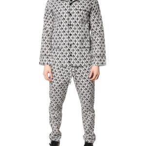 Black White DG Print Cotton Pajama Set Sleepwear
