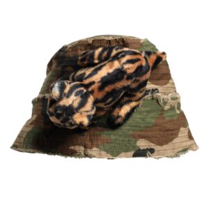 Multicolor Leopard Embellish Wide Brim Bucket Hat | Jag Couture London – New York