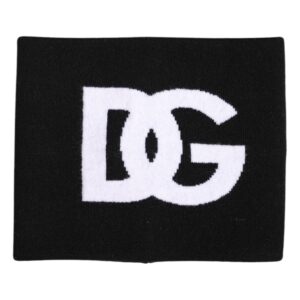Black White Logo Print Knitted Neck Warmer Scarf