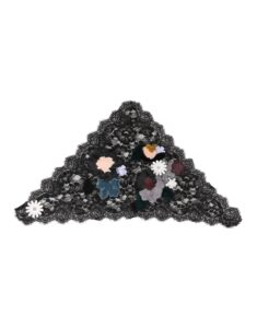 Black Lace Floral Applique Cotton Veil Hat
