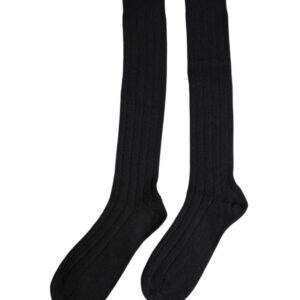 Black DG Logo Print Over The Calf Socks - Jag Couture London