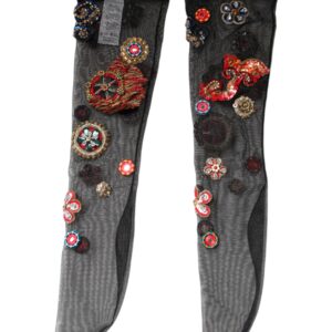 Black Stretch Carretto Crystal Stockings Socks