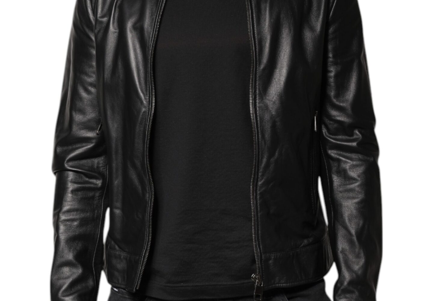 Black Sheep Leather Biker Full Zip Jacket - Jag Couture London
