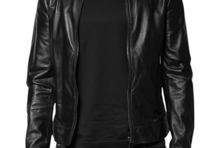 Black Sheep Leather Biker Full Zip Jacket - Jag Couture London