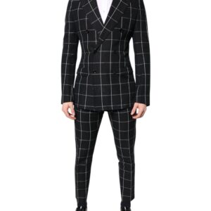 Black TAORMINA Double Breasted 2 Piece Suit