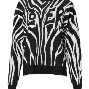 Black White Print Women Pullover Sweater