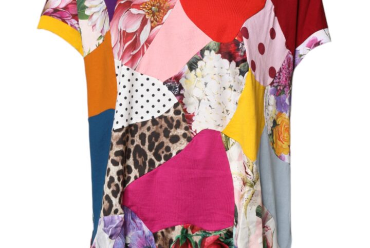 Multicolor Patchwork Short Sleeve Blouse Top - Jag Couture London