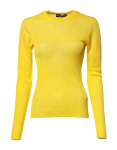 Yellow Polyester Women Pullover Top Sweater