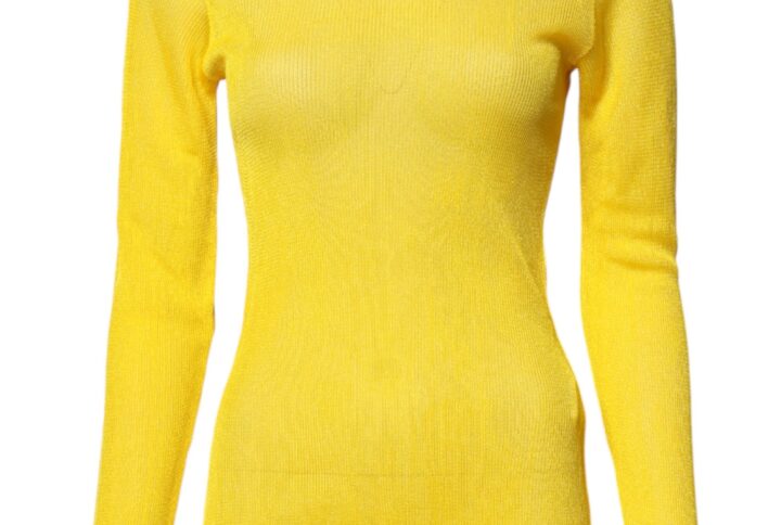 Yellow Polyester Women Pullover Top Sweater | Jag Couture London – New York