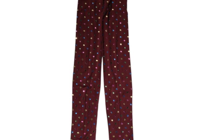 Maroon Nylon Crystal Embellished Pantyhose Tights | Jag Couture London – New York