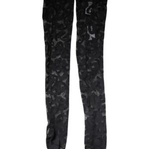 Black Floral Lace Cotton Stretch Stockings Socks