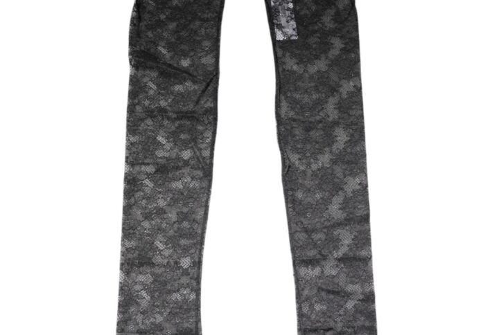 Black Floral Lace Cotton Stretch Stockings Socks | Jag Couture London – New York
