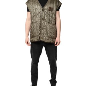 Brown Logo Plaque Quilted Vest Jacket