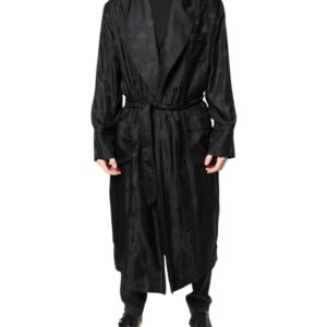 Black Silk DG Logo Men Wrap Robe Coat Jacket