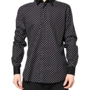 Black Polka Dot Cotton Formal Dress Shirt