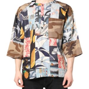 Multicolor Patchwork Short Sleeves Shirt