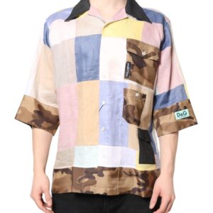 Multicolor Patchwork Short Sleeve Shirt