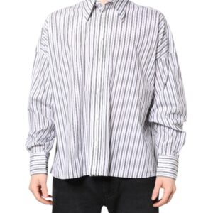 White Black Stripe Button Down Casual Shirt