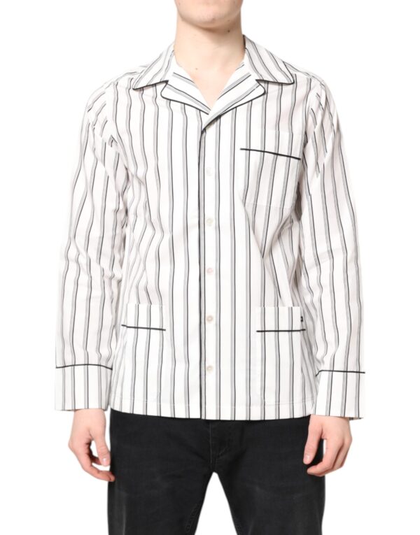White Stripes Lounge Pajama Sleepwear Shirt