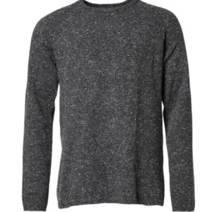 Gray Wool Knitted Round Neck Pullover Sweater