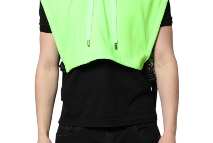 Green Polyester Hooded Sportswear Vest Sweater