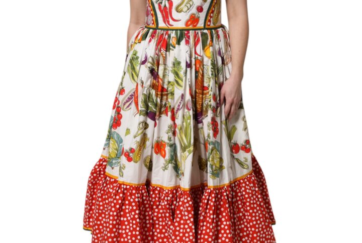 White Vegetables Sleeveless A-line Dress