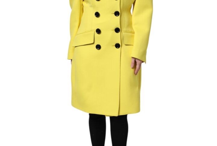 Yellow Double Breasted Trench Coat Jacket
