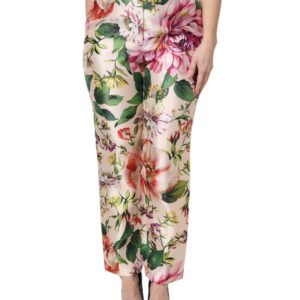 Multicolor Floral High Waist Straight Pants