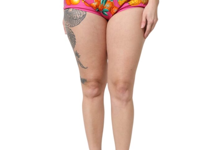 Pink Printed High Waist Hot Pants Shorts
