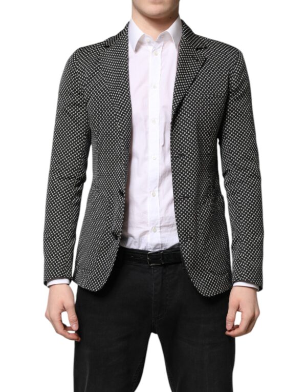 Dark Gray White Patterned Men Suit Coat Blazer