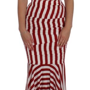 Red White Silk Stretch Dress