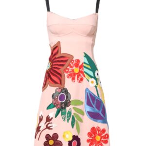 Pink Floral Print Spaghetti Strap Mini Dress